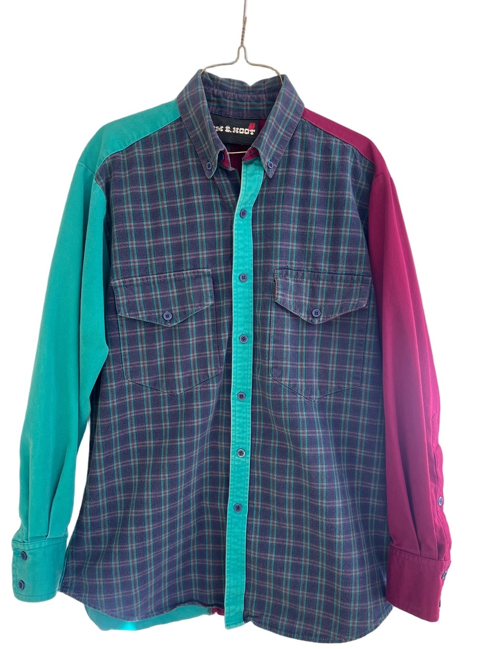Vintage 1980s Button Down Colour Block Grunge Streetwear Shirt Size M